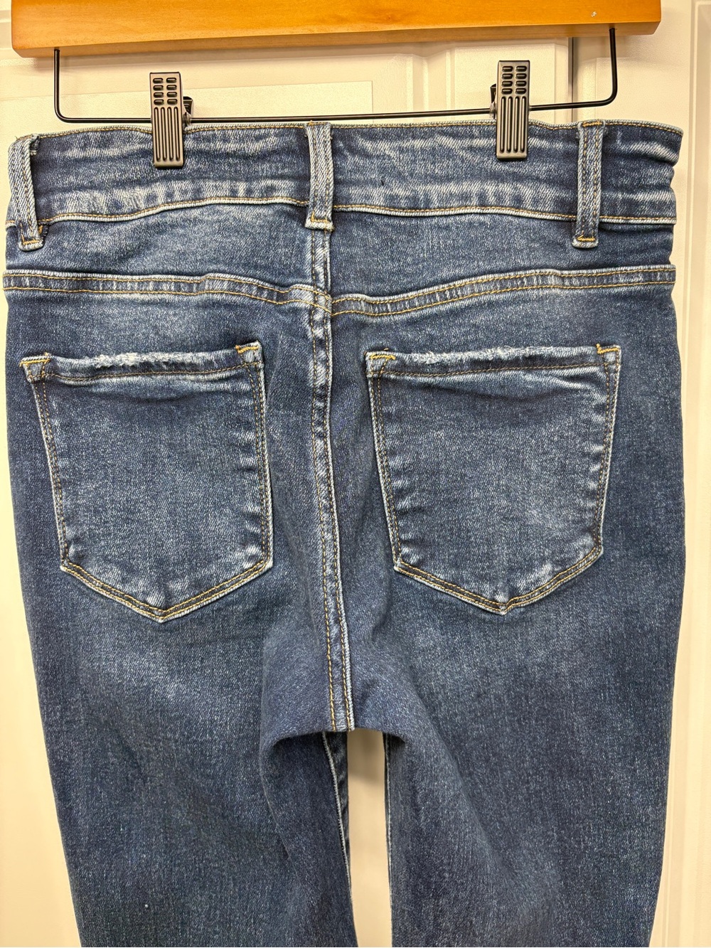 Flying Monkey High Rise Extreme Flare Jeans Dark Wash Raw Hem Size 29 BY4345L - Picture 6 of 16
